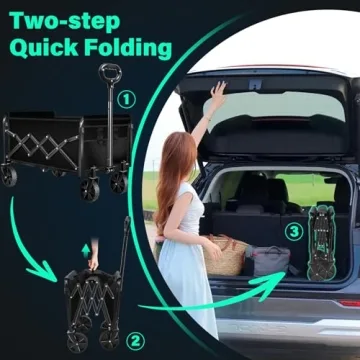 Heavy Duty Folding Utility Wagon Cart - Collapsible & Portable