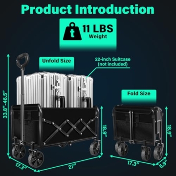 Heavy Duty Folding Utility Wagon Cart - Collapsible & Portable