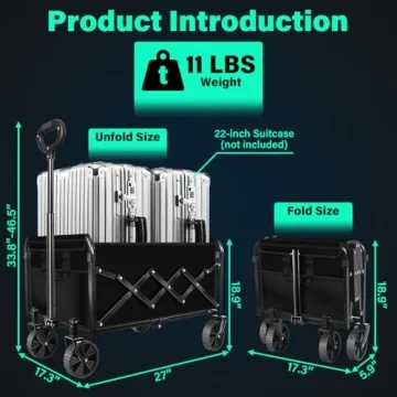 Heavy Duty Folding Utility Wagon Cart - Collapsible & Portable