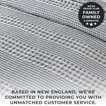 Great Bay Home 100% Cotton Waffle Weave Navy Full Queen Blanket for Bed or Couch. Prewashed & Preshrunk, Unique Woven Design, Textured Bed Blanket (Full/Queen, Navy/White)