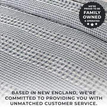 Great Bay Home 100% Cotton Waffle Weave Navy Full Queen Blanket for Bed or Couch. Prewashed & Preshrunk, Unique Woven Design, Textured Bed Blanket (Full/Queen, Navy/White)