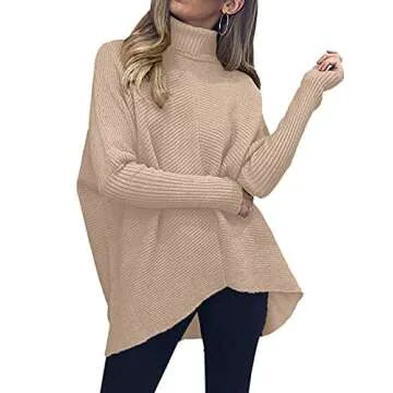 ANRABESS Womens Oversized Turtleneck Batwing Long Sleeve Casual Cozy Baggy Knit Pullover Tunic Sweat...