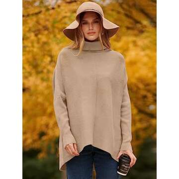 Fashionable ANRABESS Women’s Oversized Turtleneck Pullover