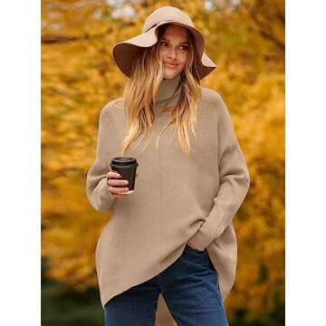 Fashionable ANRABESS Women’s Oversized Turtleneck Pullover
