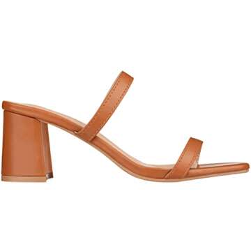 ILLUDE Women’s Block Heel Double Band Square Toe Heeled Sandal Slip On Mule - Lisa (Size 8.5, Cara...