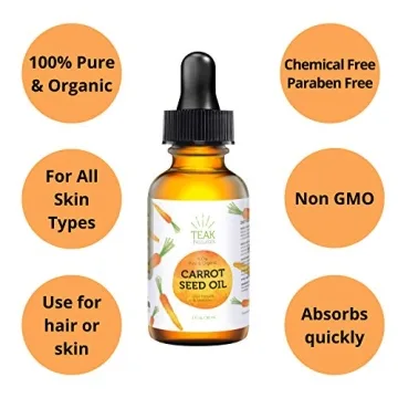 Teak Naturals Organic Carrot Seed Oil for Skin and Hair 1oz