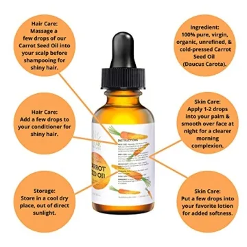 Teak Naturals Organic Carrot Seed Oil for Skin and Hair 1oz