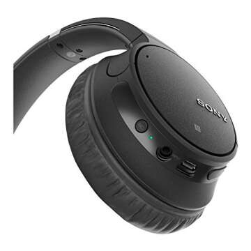 Sony Noise Cancelling Headphones WHCH700N: Wireless Bluetooth Over the Ear Headset with Mic for phone-call and Alexa voice control - Black, 8.71x2.72x10.28 inch