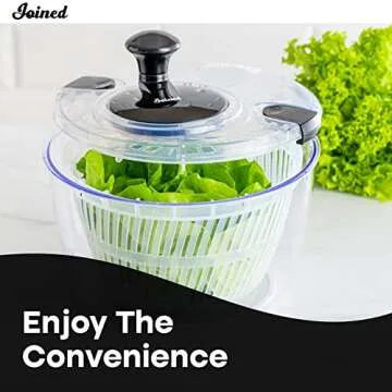 Joined Salad Spinner with Drain, Bowl, and Colander - Quick and Easy Multi-Use Lettuce Spinner, Vegetable Dryer, Fruit Washer, Pasta and Fries Spinner - 3.7 Qt