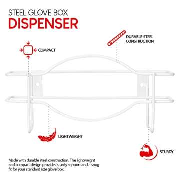 Stock Your Home (White Metal Single Gloves Dispenser, Tissue Box Shelf, Glove Box Holder Wall Mount,...