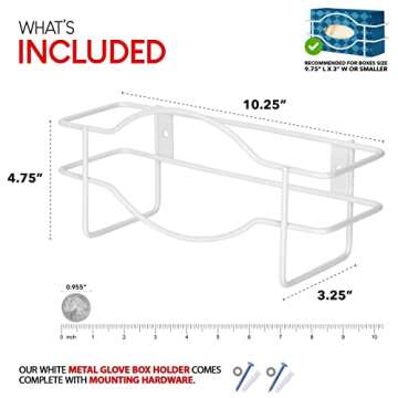 Stock Your Home (White Metal Single Gloves Dispenser, Tissue Box Shelf, Glove Box Holder Wall Mount, For Kitchen, Cleaning Closet, Lab, Exam, Office