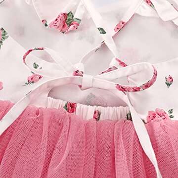 Flofallzique Floral Toddler Tulle Dress Summer Baby Wedding Party First Birthday Tutu Outfit（1 Year, Dusty Pink
