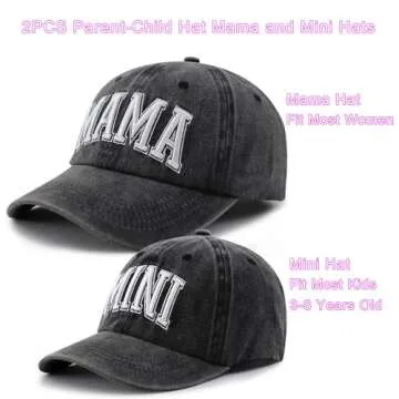 Mommy and Me Matching Outfits, Funny Embroidered Mama and Mini Hats, 2PCS Mom and Daughter Baseball ...
