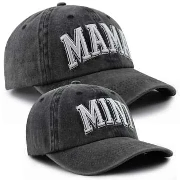 Mommy and Me Matching Outfits, Funny Embroidered Mama and Mini Hats, 2PCS Mom and Daughter Baseball Cap, Adjustable Cotton Mother Son Caps, Mother's Day Christmas Birthday Gifts for Mama Women Kids