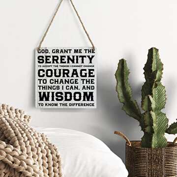 Serenity Prayer Wooden Sign Home Wall Decor 7 X 7 Inch God Grant Me the Serenity Wood Rustic Hanging Sign