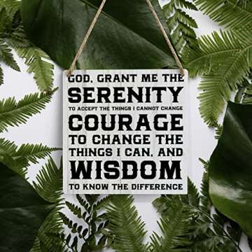 Serenity Prayer Wooden Sign Home Wall Decor 7 X 7 Inch God Grant Me the Serenity Wood Rustic Hanging Sign