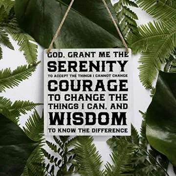 Serenity Prayer Wooden Sign Home Wall Decor 7 X 7 Inch God Grant Me the Serenity Wood Rustic Hanging Sign