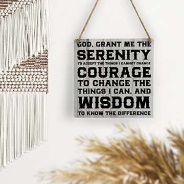 Serenity Prayer Wooden Sign Home Wall Decor 7 X 7 Inch God Grant Me the Serenity Wood Rustic Hanging Sign