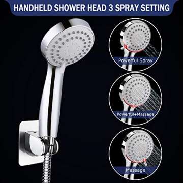 Taiker Shower Head, 8 Inch High Pressure Rainfall Shower Head/Handheld Showerhead Combo with 11.5 In...