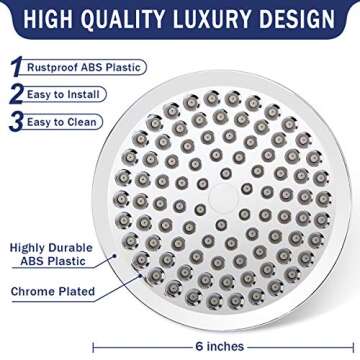 Taiker Shower Head, 8 Inch High Pressure Rainfall Shower Head/Handheld Showerhead Combo with 11.5 Inch Adjustable Curved Arm, Anti-leak Shower Head with Holder/Hose, Flow Regulator, Chrome (Silver1)