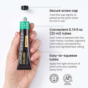 ARTEZA 24 Colors Acrylic Paint Set Non Toxic for Artists