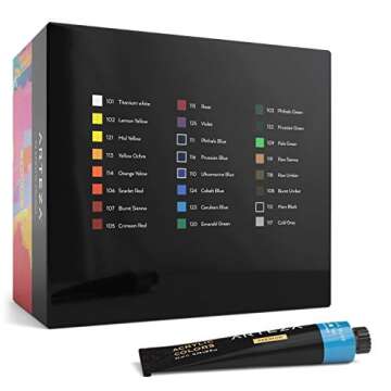 ARTEZA Acrylic Paint Set of 24 Tubes (0.74 oz, 22 ml) Non Toxic Acrylic Artist Paints, Heavy Body Acrylic Paint Art Supplies for Canvas Painting
