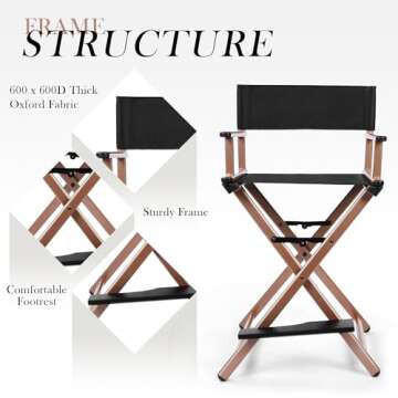 CHUANGJIN 30" Tall Directors Chair - Portable & Stylish