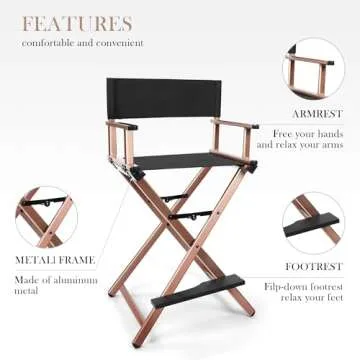 CHUANGJIN 30" Tall Directors Chair - Portable & Stylish