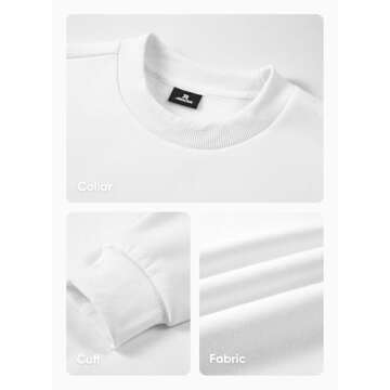 JMIERR Men's Fashion Thick Soft Basic Pullover Sweatshirt Long Sleeves Warm Shirts Old Money Oversized Clothes Men, US46(XL), White