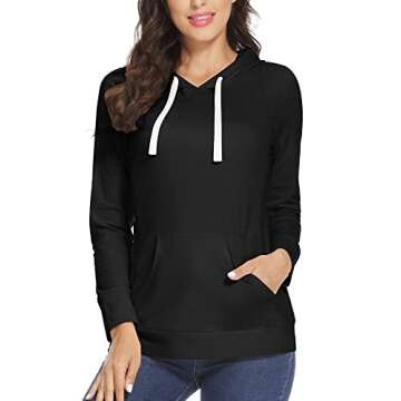 fitglam Women's Maternity Nursing Tops for Breastfeeding Side-Zip Hoodie with Pockets Long Sleeves Pregnancy Sweatshirt