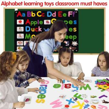 Craftstory 130 Pcs Alphabet Learning Toys Letters-Felt Montessori Board for Toddlers with Flashcards...