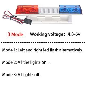 ShareGoo Simulation RC Car Police Lights Night Flash LED Light Lamp Roof Light Decoration Compatible with Traxxas HSP HPI Tamiya 4WD Axial Arrma 1/10 1/8 RC Rally Cars Truck