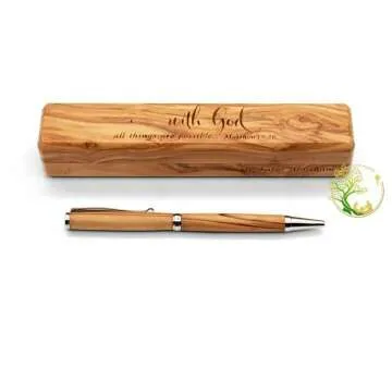Olive Wood Pen Gift Set with Engraved Box