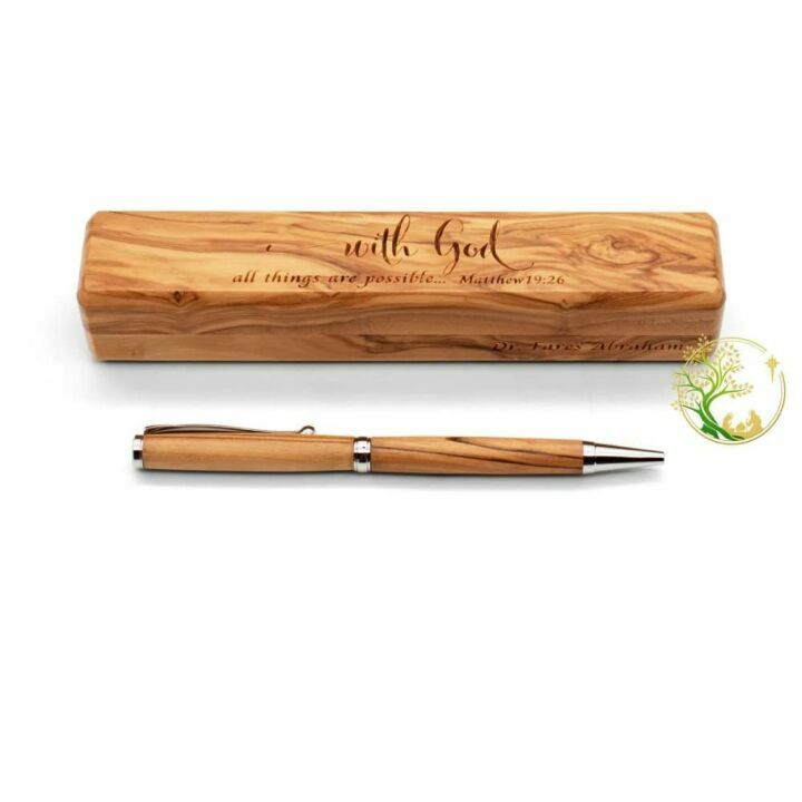 Olive Wood Pen Gift Set with Engraved Box
