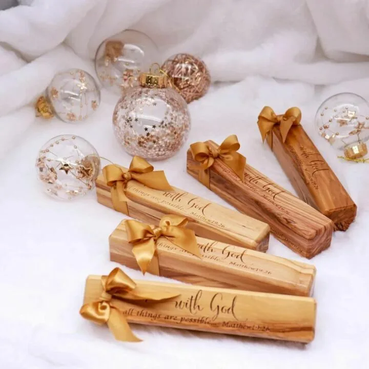 Olive Wood Pen Gift Set with Engraved Box