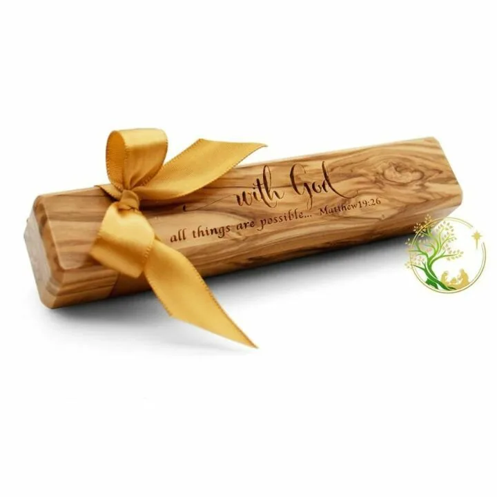 Olive Wood Pen Gift Set with Engraved Box