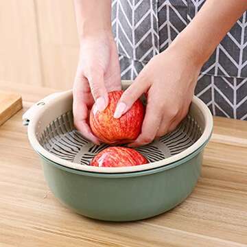 LAPUTA Japanese Design Kitchen Drain Basket Double Layers Multifunctional PP Kitchen Colander Strainer Food Colander Creative Household Supplies for Home Household