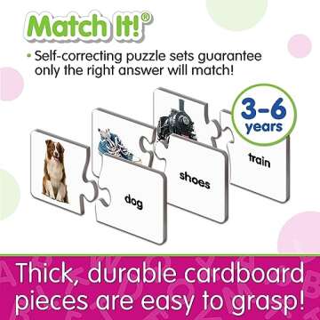 The Learning Journey: Match It! - First Words - 30 Piece Self-Correcting Words with Matching Images for Emerging Readers - Sight Words Puzzle for Kids Ages 3 and Up - Award Winning Toys