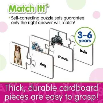 The Learning Journey: Match It! - First Words - 30 Piece Self-Correcting Words with Matching Images for Emerging Readers - Sight Words Puzzle for Kids Ages 3 and Up - Award Winning Toys