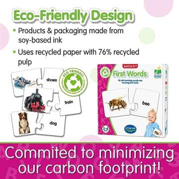 The Learning Journey: Match It! - First Words - 30 Piece Self-Correcting Words with Matching Images for Emerging Readers - Sight Words Puzzle for Kids Ages 3 and Up - Award Winning Toys