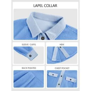 Fisoew Womens Comfy Oversized Button Down Shirt Jacket