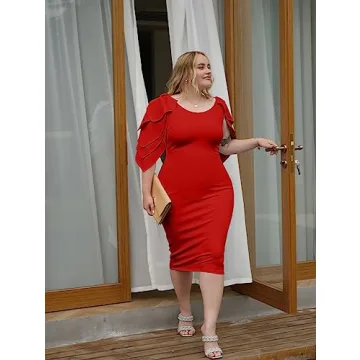 DAAWENXI Elegant Ruffle Off The Shoulder Midi Dress