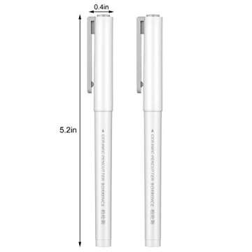 2 Pieces Ceramic Pen Shape Paper Precision Knife with Safety Cap Ceramic Blade Knife Finger Protecti...