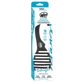 Wet Brush Hair Brush Shower Flex Squirt Hair Detangler with Ultrasoft IntelliFlex Bristle Hangable Hook Designed Shower Hair Detangling Comb (Black)