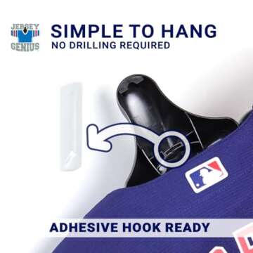 JerseyGenius Adjustable Jersey Display | Shapes to Fit Any Sports Jersey | Jersey Hanger for Wall Display | Sports Display (Single)