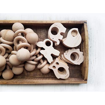 Natural Wooden Baby Teether Toys for Safe Teething Fun