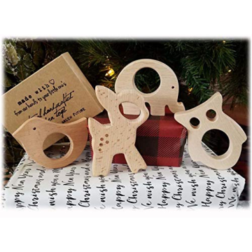 Natural Wooden Baby Teether Toys for Safe Teething Fun