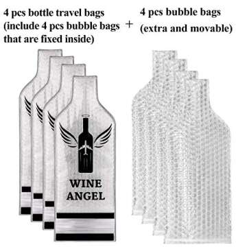 [UPGRADED PROTECTION] 4 Set (8 pcs) Reusable Wine Bags for Travel, Wine Protector Sleeve Case, Airplane Car Cruise TRIPLE Luggage Leak-proof Safety Impact Resist