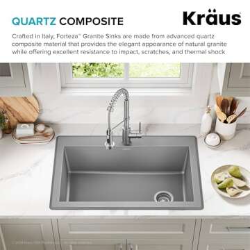 KRAUS Forteza 33-Inch Drop-In Granite Sink in Grey