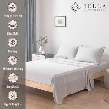 Bella Coterie Luxury Bamboo King Size Sheet Set | 100% Organically Grown Bamboo Viscose | Ultra Soft...